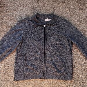 Women Gray Zip-Up Sweater Jacket with Pocket